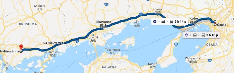 Tuyến cao tốc Shinkansen từ Osaka đến Higashi-Hiroshima